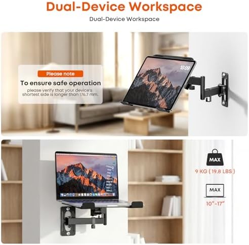 PUTORSEN 2-in-1 Laptop Wall Mount for 10-17" Notebooks & 32" Screens