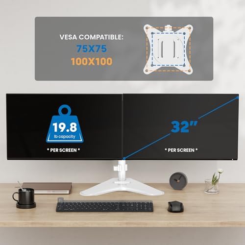 Mount-It! Dual Monitor Desk Stand Mount for 2 Screens VESA 75x75 & 100x100