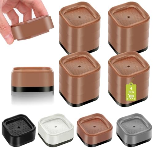 4 Pack Furniture Risers 3 Inch, Adjustable Bed Risers Heavy Duty for Table Desk Couch Chair Sofa Cabinet Bed Legs Dorm, Square Stackable Bed Raisers Blocks Lift Height 1", 2",3"or 4", Brown