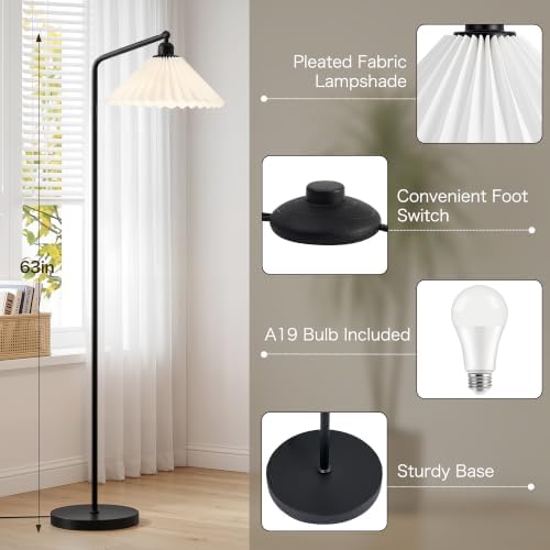 Floor Lamps for Living Room & Bedroom, 63" Modern Tall Standing Lamp, 3CCT