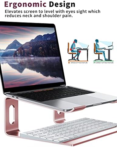 ALASHI Ergonomic Laptop Stand, Aluminum Desk Riser, 10-15.6", Pink