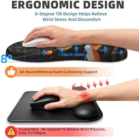 Ergonomic Mouse Pad with Wrist Rest, Memory Foam Wrist Support,Massage Bump
