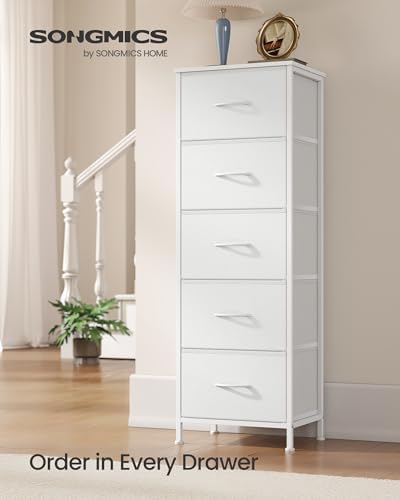 SONGMICS Dresser for Bedroom, Tall Dresser with 5 Fabric Drawers