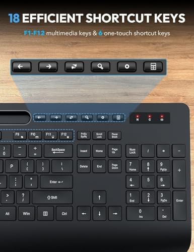 SABLUTE Wireless Keyboard and Mouse Combo, Full Size, Ergonomic Wrist Rest