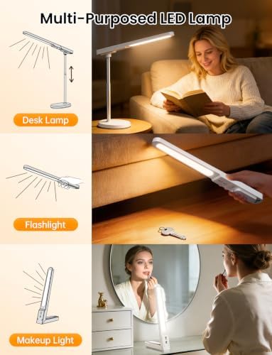 Cordless Desk Lamp, Magnetic Portable LED Light, Adjustable Table Lighting