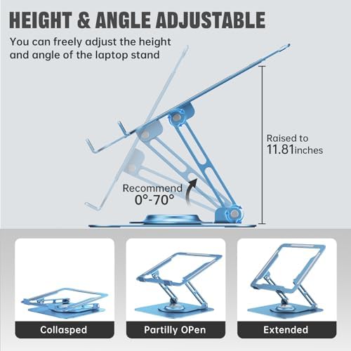 Laptop Stand for desk(360°Rotating),Aluminum laptop Riser for 10-16"Laptops