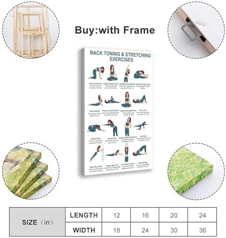 Back Exercises Seated And Standing Back Exercise Upper And Lower Home Workout Chart Gentle No Equipment Exercise Canvas Poster Bedroom Decor Room Decor Frame 20x30inch