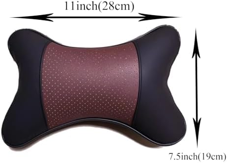 Car Neck Pillows 2pcs Pack Car Headrest Pillow Pu Leather Car Cervical Pillows for Traveling Car Pillows Filled by Fiber (Brown)