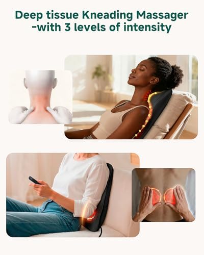 Snailax Shiatsu Back Massager with Heat, Deep Tissue Neck Massager