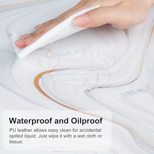 QiyI PU Leather Large Mouse Pad, 31.5" x 11.8", Gold Grey Striped