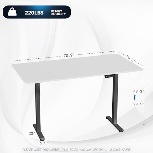 VIVO White 71 x 36 in Standing Desk, DESK-KIT-E2B7W-36