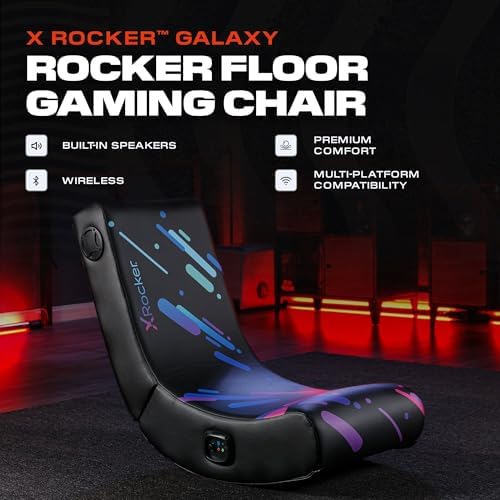 X Rocker Video Gaming Floor Rocker Chair, Built-in Audio, Foldable, for Gamers, Bedroom, or Game Room for Boys, Girls, Teens 5-17, Gifts for Gamers