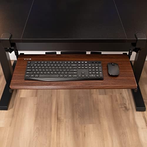 VIVO Dark Walnut Clamp-on 27 x 11 in Adjustable Keyboard Tray, MOUNT-KB05HD