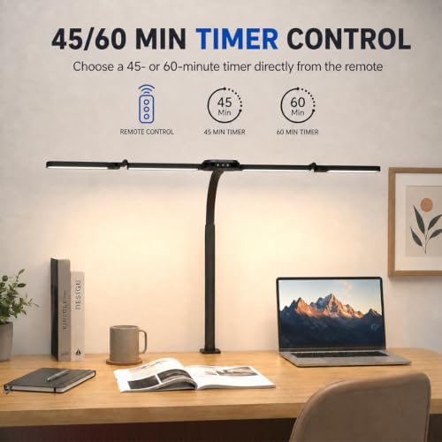 Cloud Space LED Desk Lamp with Clamp, Wide Desk Light for Home Office
