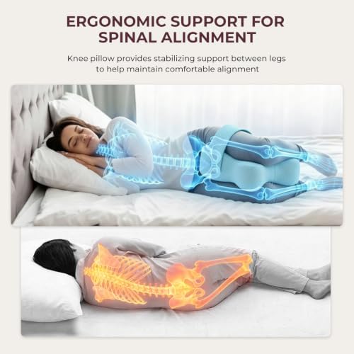 Knee Pillow for Side Sleepers, Alignment Pillow for Side Sleepers, Relief Hip & Sciatica Pain, Nourial Pillow Between Legs for Pregnant Women and Seniors (Blue)