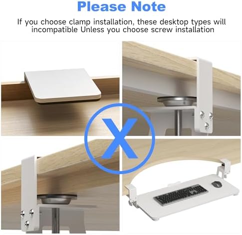XINLEI Keyboard Tray Under Desk Large C-Clamp 25.6" x 11.8" Board