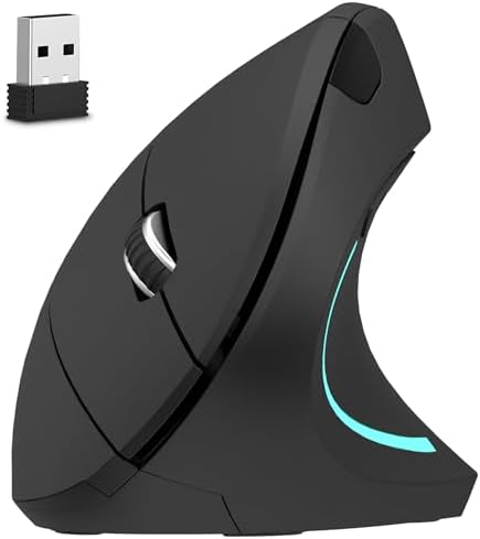 Delton Ergonomic Vertical Wireless Mouse with 2.4GHz USB Dongle