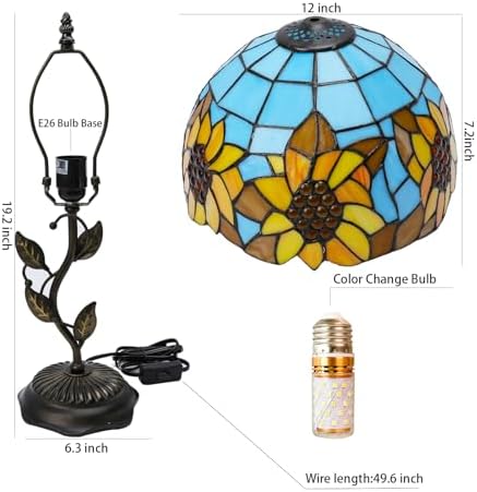 Tiffany Table Lamp Sunflower Style Stained Glass Lamp