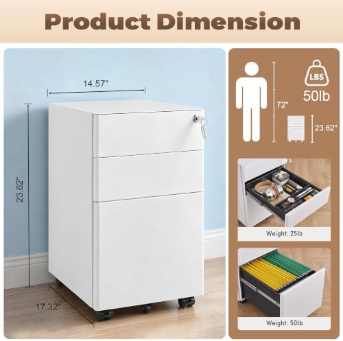 Guizeeopo Fully Assembled 3 Drawer File Cabinets for Home Office