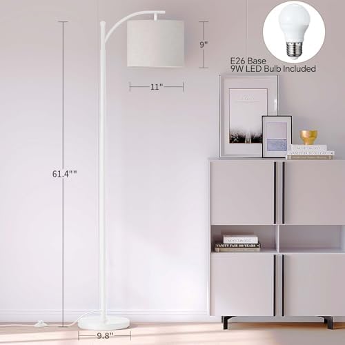 SUNMORY Arc Floor Lamp, Modern Floor Lamp with 9W 3 Color Temperatures Bulb