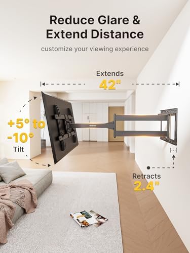 monTEK Long Arm TV Wall Mount for Most 43-80 Inch TVs, Up to 110 lbs
