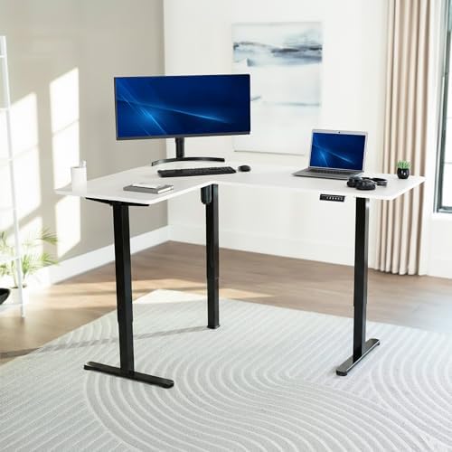VIVO White 63 x 47 in Corner Standing Desk, DESK-E3CTBW-47