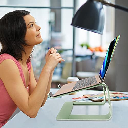 Ergonomic Aluminum Laptop Mount - Adjustable Computer Stand for MacBook Pro/Air HP Lenovo Samsung Dell - Fits 10-17.3" Laptops (Apple Green)