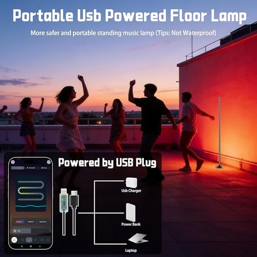 NBBUFF IC+RGBW Led Corner Floor Lamp USB Powered App & Remote Control,2Pack