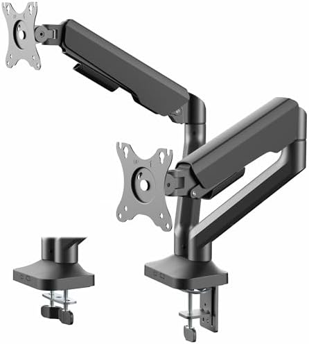 VIVO Dual Pneumatic Arm Ultra-Wide Monitor Mount for up to 35 inch Screens, Holds 26.4 lbs per Arm, Desk Mount Monitor Stand for 2 Ultrawides, Black, STAND-V200O