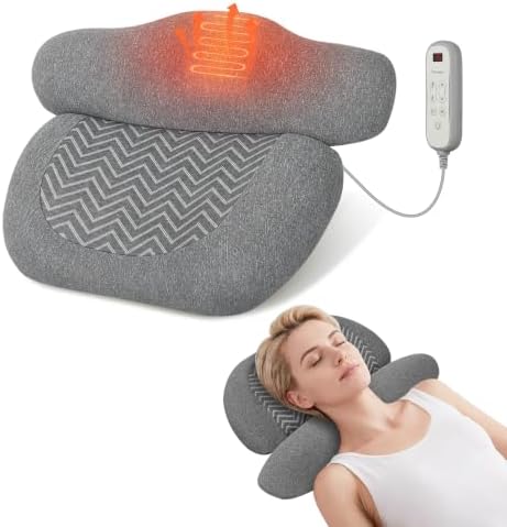 Snailax Cordless Cervical Neck Massager Pillow with Gentle Heat, Grey