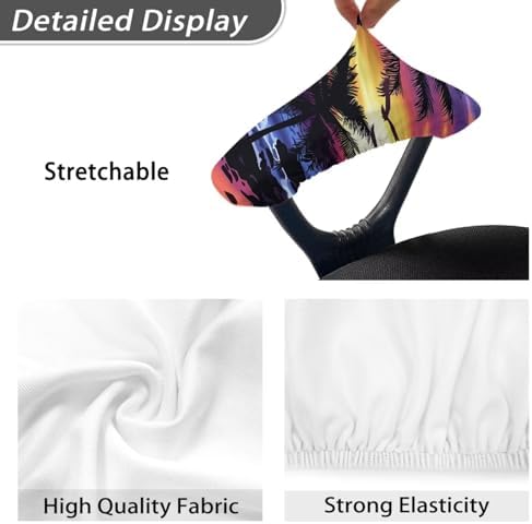Chair Arm Rest Covers Set of 2, Coconut Tree Beach Print Gaming Chair Arm Covers Protectors, Skin Friendly Breathable Computer Desk Chair Arm Covers