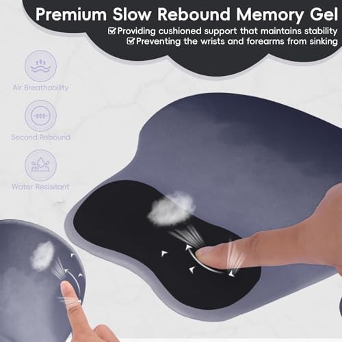 Ergonomic Mouse Pad,Non Slip Mousepad Wrist Rest Support for Office, Computer, Laptop & Mac(A-Black Grey)