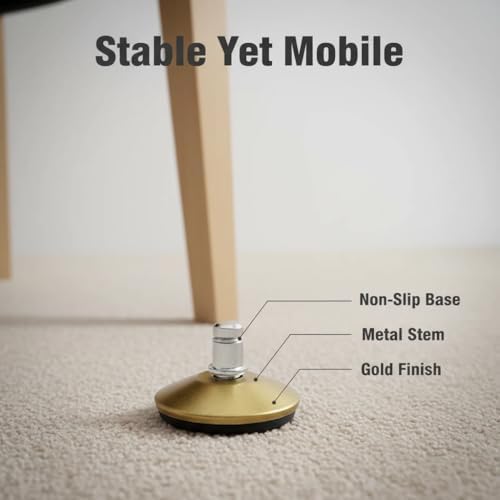 5pcs 2" Bell Glides Replacement Wheels for Office Chair - Adjustable Sliding Wheel Stopper, Fixed Office Chair Wheel(Gold)