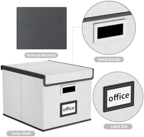 File Organizer Box with Lids, Collapsible File Folder Organizer