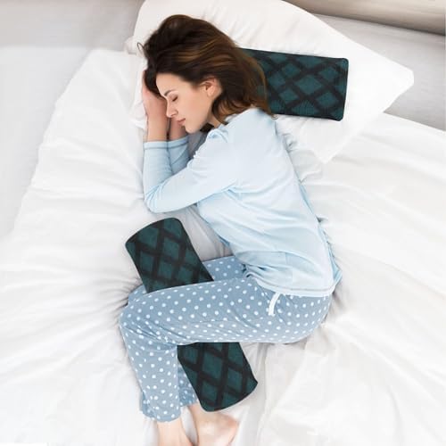 Bolster Pillow for Bed Small Neck Roll Pillow Round Pillow Throw Cylinder Throw Pillow Sleep Posture Support Argyle Plaid Darkturquoise