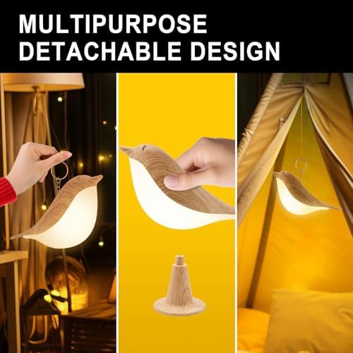 Small Bird Table Lamp, 2600 mAh Cordless Desk Lamp, Touch Night Light with 3 Color, Small Lamps, Rechargeable Bedside Night Light, Hummingbird Lamps for Bedroom Nightstand Bedside Table