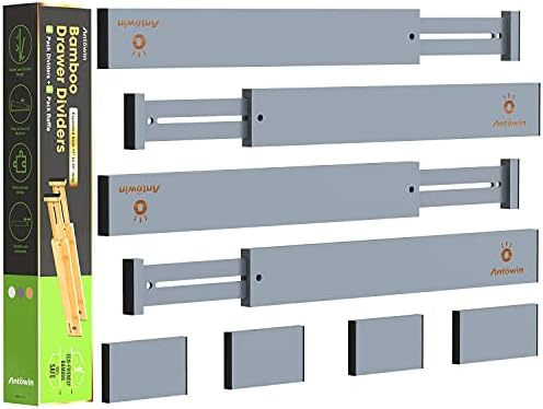 ANTOWIN Expandable Bamboo Drawer Dividers, Fits 17.6-21.6" Drawers