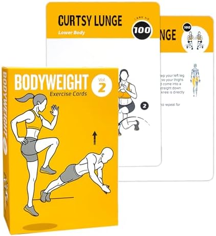 Bodyweight Workout Cards, 62 Exercises Cards Deck Large Size 5" x 3.5" Fitness Cards for Women & Men, Beginner Fitness Guide to Training Exercises at Home or Gym (Bodyweight,Vol 2)