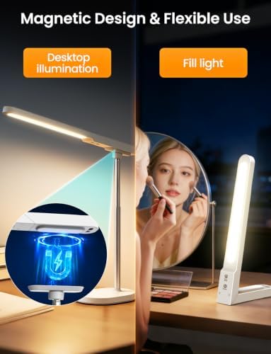 Cordless Desk Lamp, Magnetic Portable LED Light, Adjustable Table Lighting