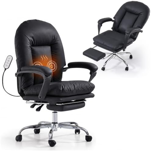 EMIAH Heated and Massage Office Chair with Foot Rest Reclining, Black