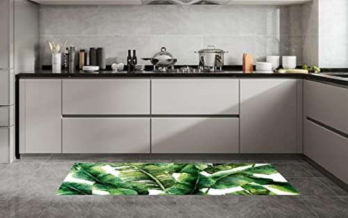 J&V TEXTILES Kitchen Mat Cushioned Anti Fatigue Floor Mat,19.6"x55", Thick Non Slip Waterproof Kitchen Rugs and Mats, Standing Mat for Kitchen,Floor,Home,Office,Desk,Sink,Laundry (Green Leaves)