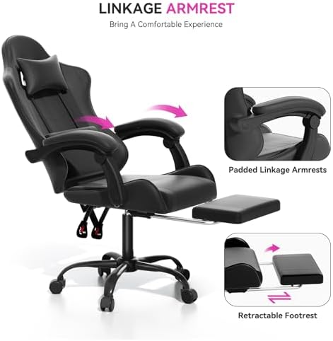 Gaming Chair, Racing Style Computer Gamer Chair, Black