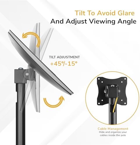 Mount-It! Fixed Height POS Monitor Mount – 19.7” Monitor Pole Mount for Retail Checkout Counters and Point of Sale Systems, Bolt-Down Base, VESA 75x75 & 100x100, Fits 13–32” Monitors, 33 lb Capacity