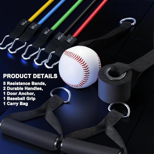WHATAFIT Resistance Bands with Handles, 150 lb Exercise Bands Set