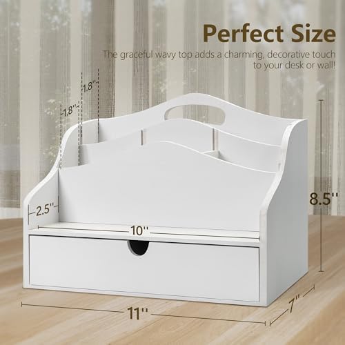 Rebee Vision Mail Organizer for Desk with 4-Slot Letter Home Decor, White
