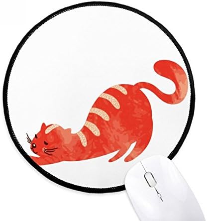Stretching Fat Cat Animal Watercolor Mouse Pad Desktop Office Round Mat for Computer