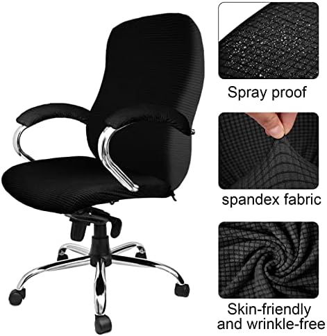 Tatuo 3 Pcs Computer Office Chair Armrest Cover, L, Waffle, Black