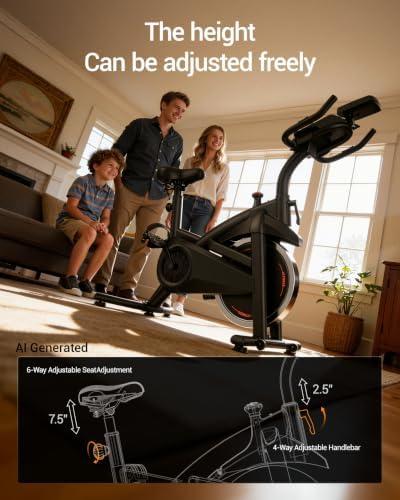 CURSOR Exercise Bike, Magnetic Friction Stationary Bikes for Home with APP