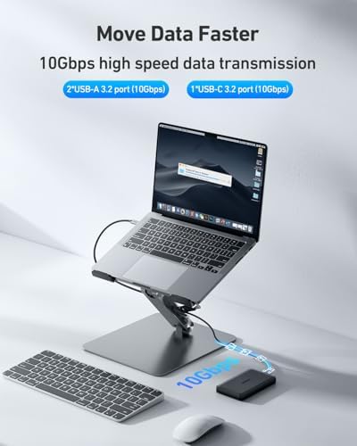BENFEI Laptop Stand with USB C 7in1 Docking Station,HDMI 4K@60Hz,1*SD 1*Micro SD,100W Power Delivery,10Gbps 1*USB C 3.2 and 2*USB A 3.2 Compatible with MacBook Pro/Air, iPad Pro, XPS, Thinkpad