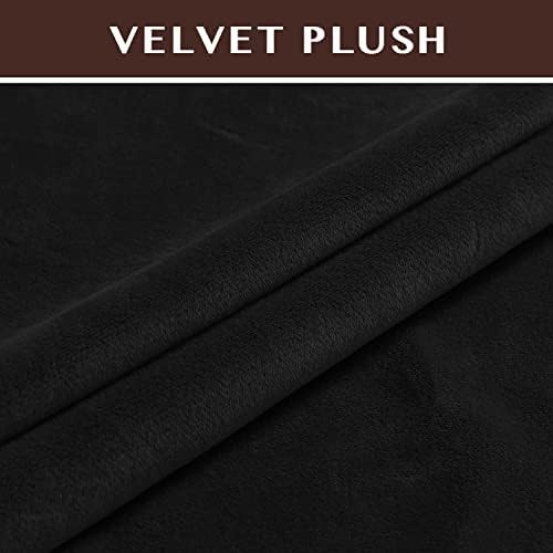 2 Pack Velvet Stretch Armrest Covers - Non Slip Sofa Chair Covers, Soft Elastic Arm Protectors for Living Room Couch, Office Chair, Recliner (Black)